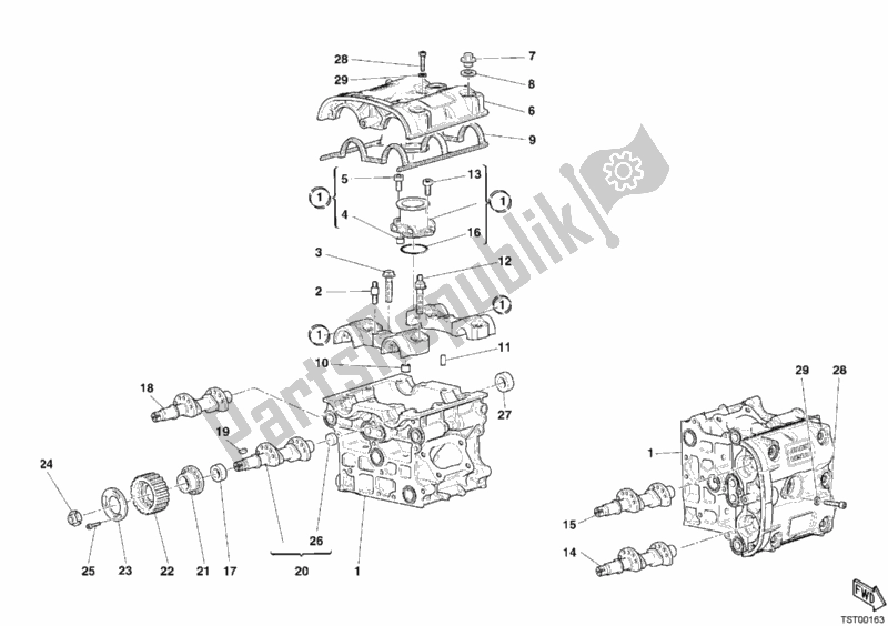 Tutte le parti per il Testata del Ducati Superbike 999 R 2004